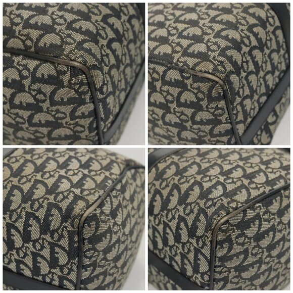 Christian Dior Trotter Canvas Boston Bag Navy Gold Auth 126426 - Picture 15 of 16